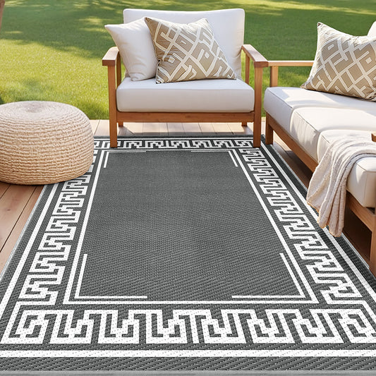 Ctibor 152x244cm 152x244cm Outdoor Rugs Large Carpet Reversible Area Mat PP Dual-Sided Patio Rug Greek Key