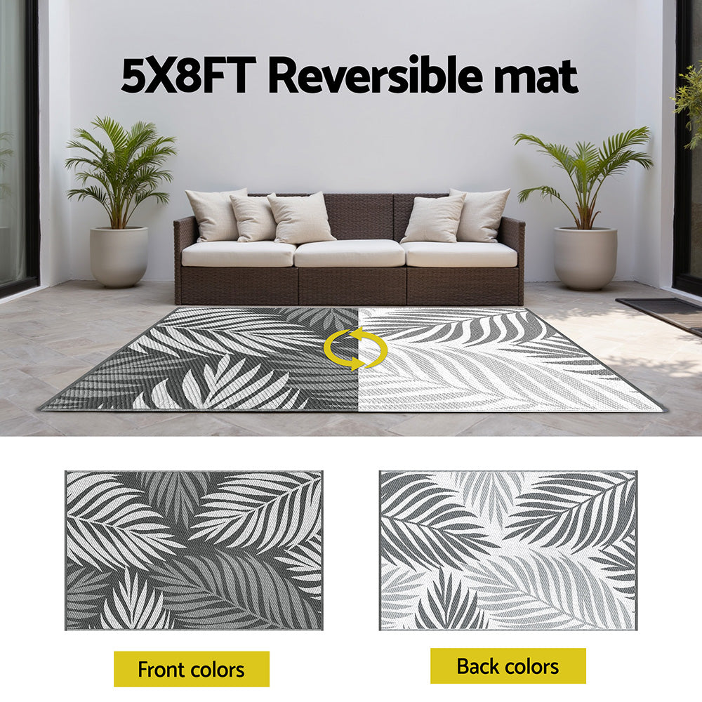Dobromil 152x244cm 152x244cm Outdoor Rugs Large Carpet Reversible Area Mat PP Dual-Sided Patio Rug Leaf