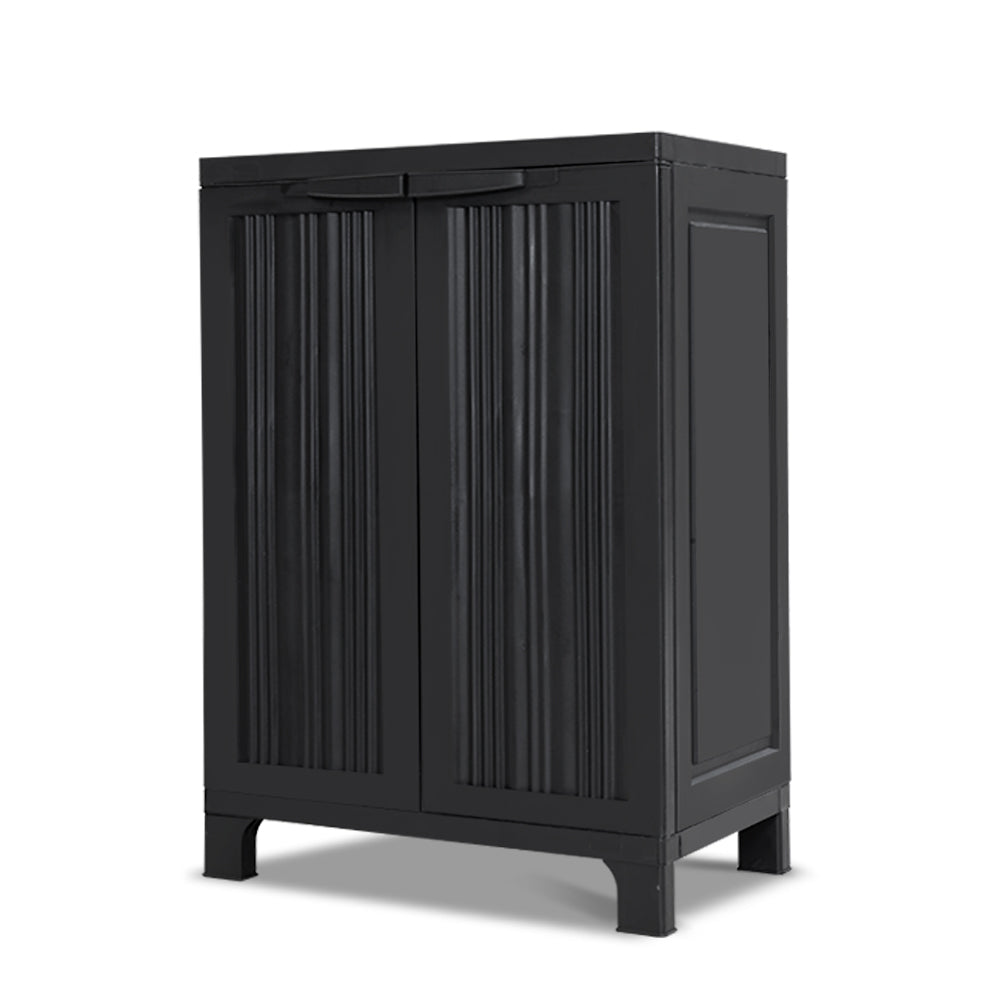 Outdoor Storage Cabinet Cupboard Lockable Garden Sheds Adjustable Black