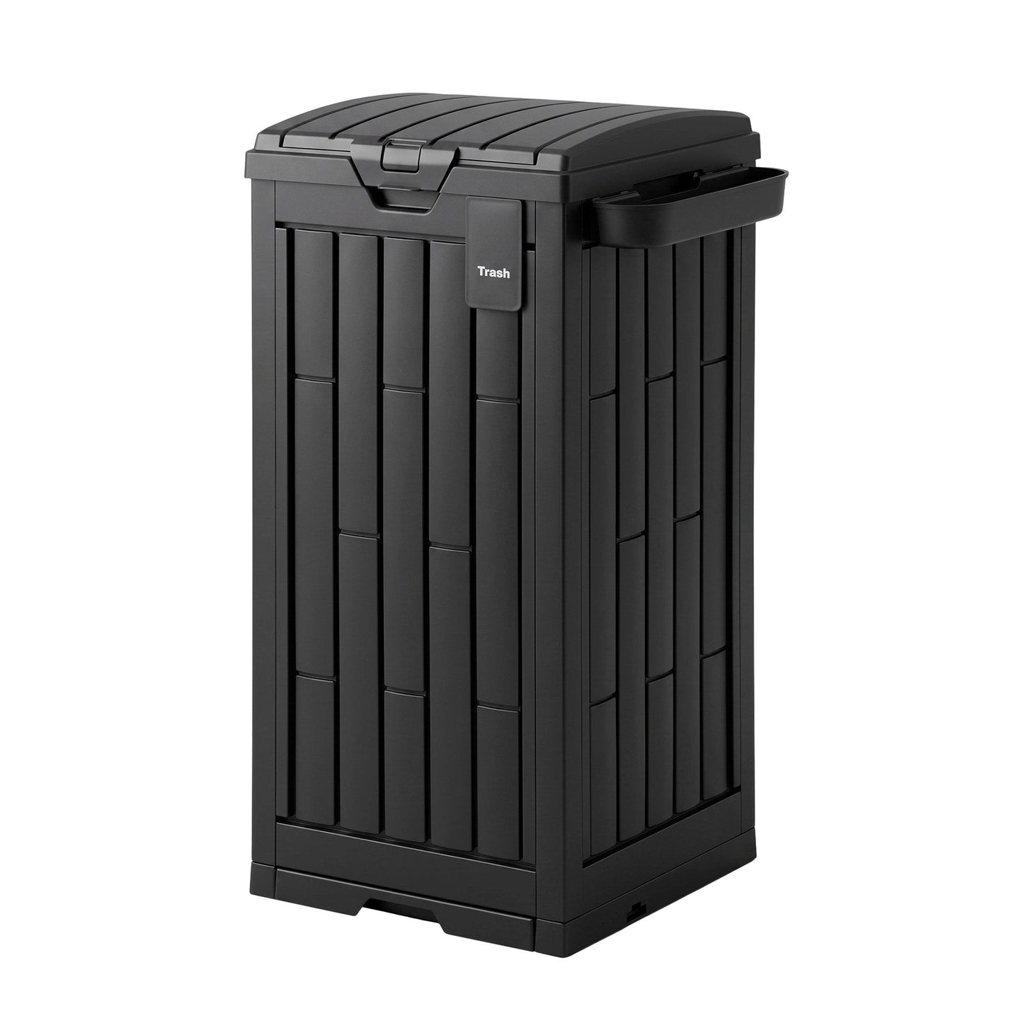 Outdoor Trash Cans Polypropylene Patio Hideaway Bin 110L Black