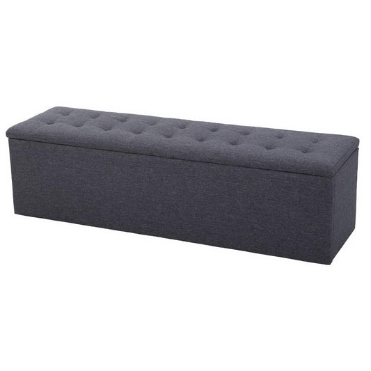 Storage Ottoman Blanket Box Linen Foot Stool Rest Chest Couch Grey