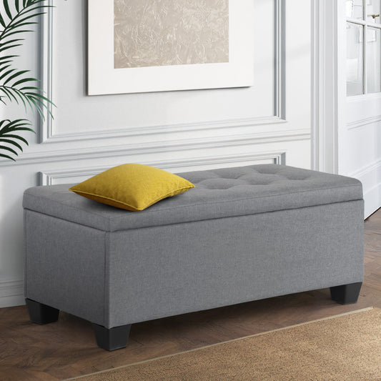 Large Fabric Storage Ottoman - Grey