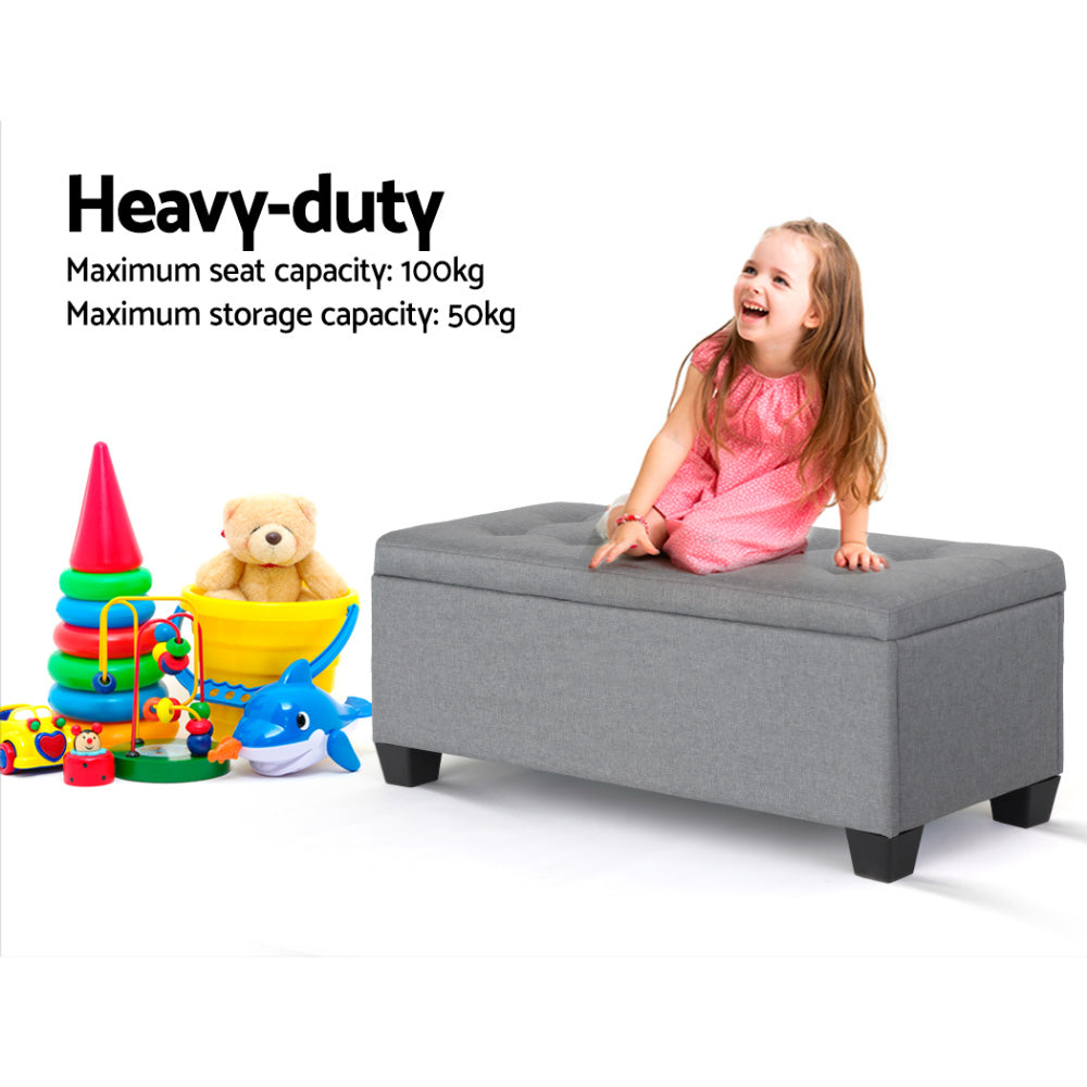 Large Fabric Storage Ottoman - Grey