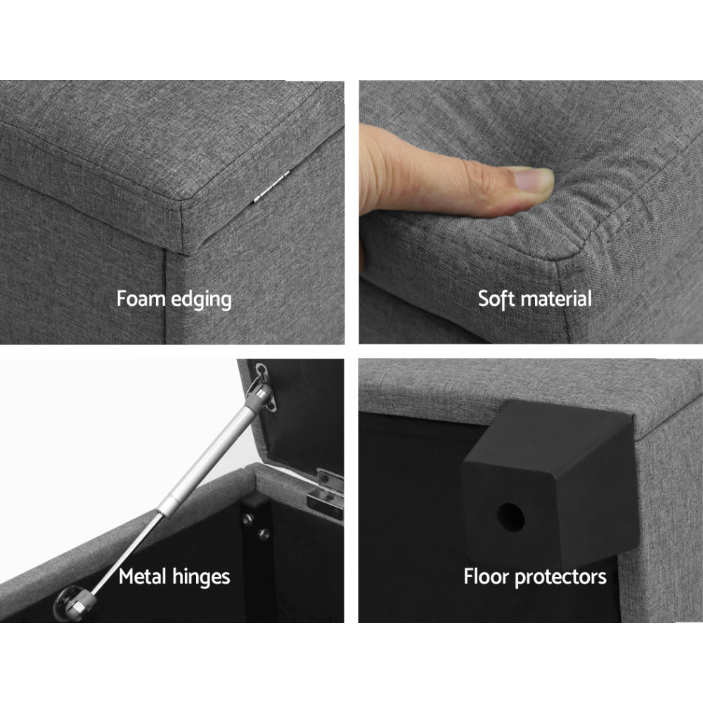 Large Fabric Storage Ottoman - Grey