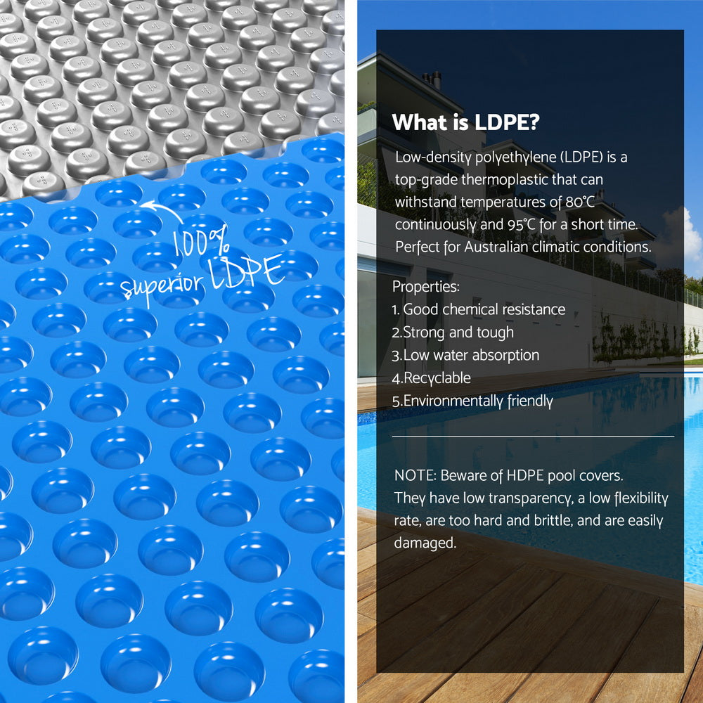 Pool Cover 600 Micron 11x6.2m with Roller 6.55m Swimming Pools Solar Blanket