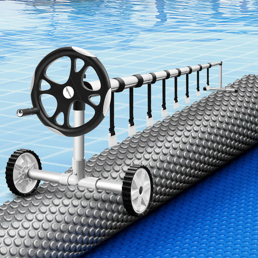 Pool Cover 600 Micron Solar Heat Blanket LDPE 8x4.2m with 5.55m Roller