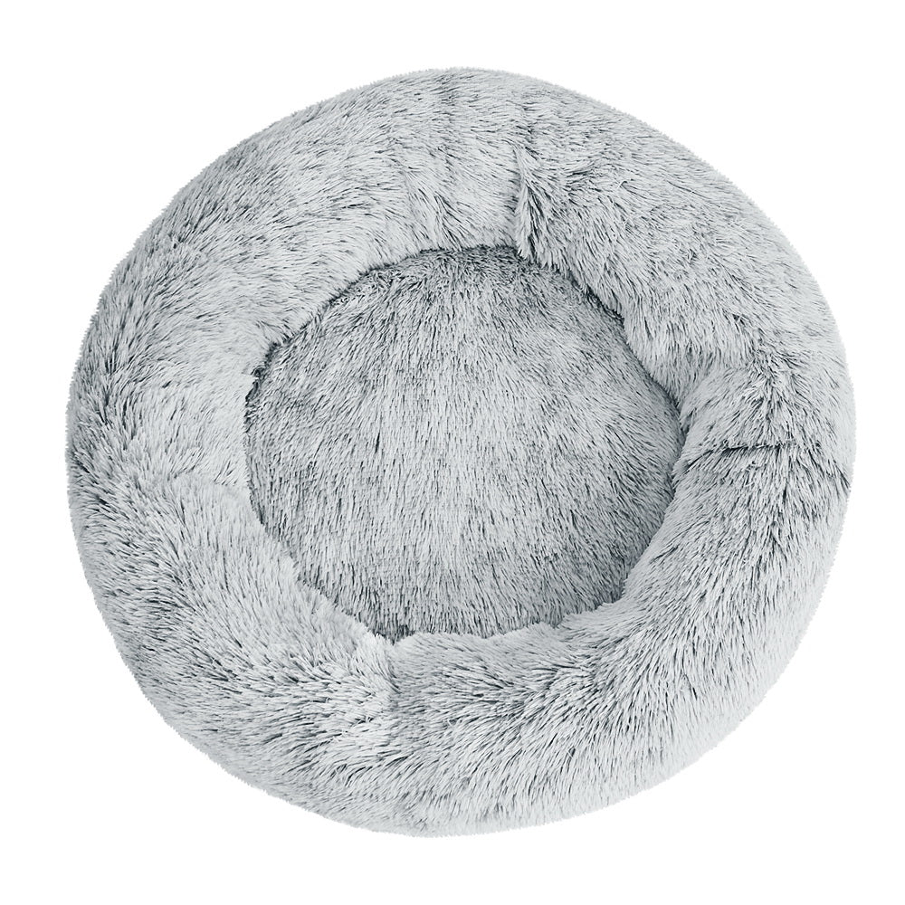 LARGE Dog Beds Pet 90cm Calming Soft Plush - Light Charcoal