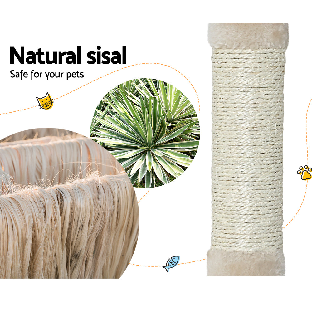 Cat Tree Tower Scratching Post Scratcher Wood Condo House Bed Trees 90cm - Beige