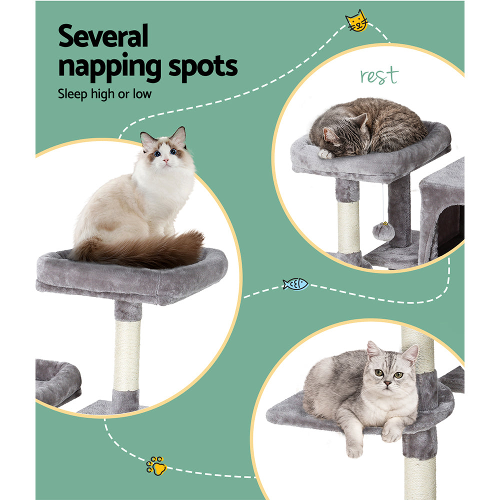 Cat Tree Tower Scratching Post Scratcher Wood Condo House Bed Trees 103cm - Grey