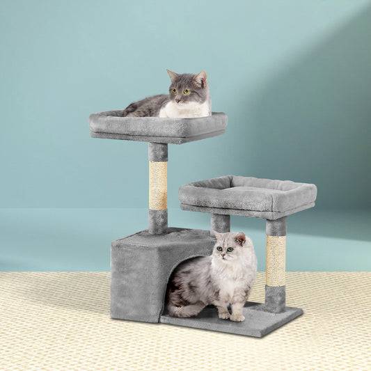 Cat Tree Tower Scratching Post Scratcher Wood Condo House Bed Trees 69cm - Grey