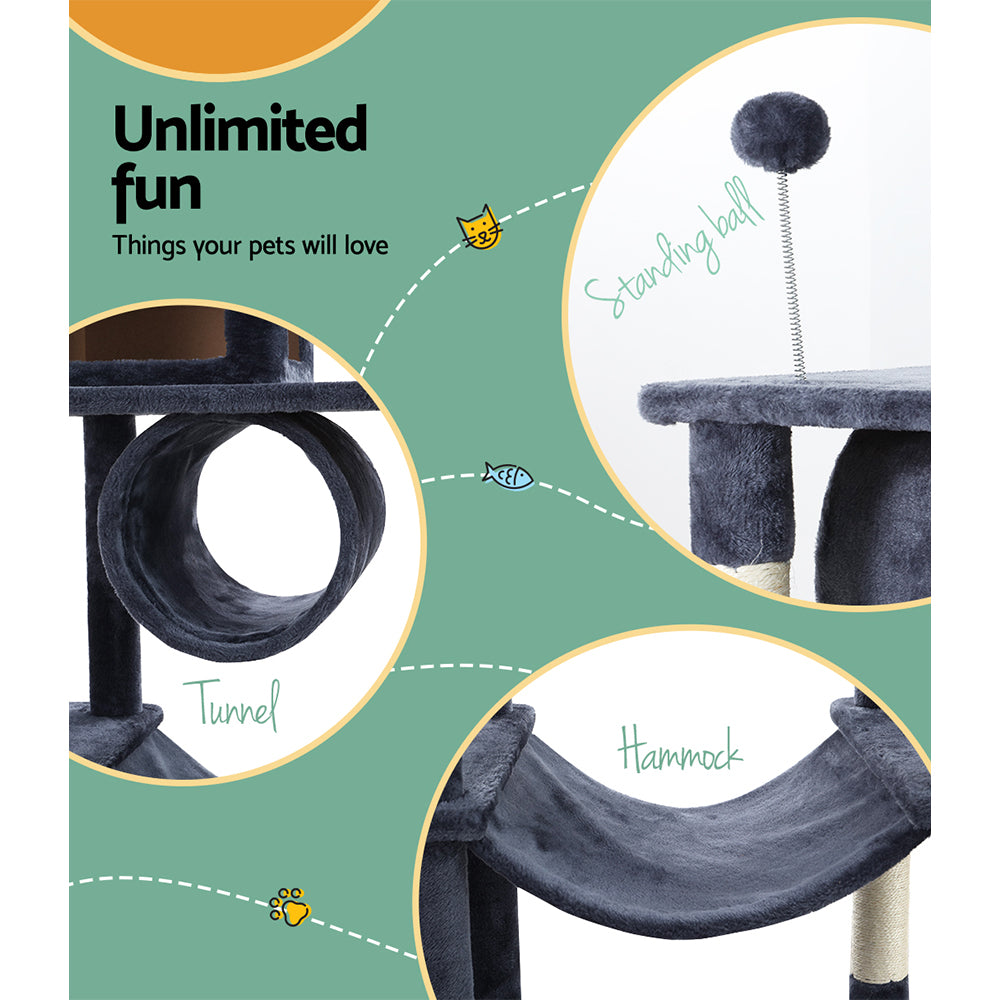 Cat Tree Tower Scratching Post Scratcher Wood Condo House Bed Trees 151cm - Grey