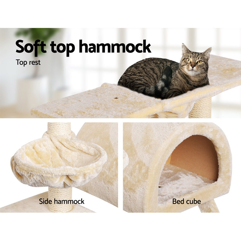 Cat Tree Trees Scratching Post Scratcher Condo Tower House Bed 100cm - Beige