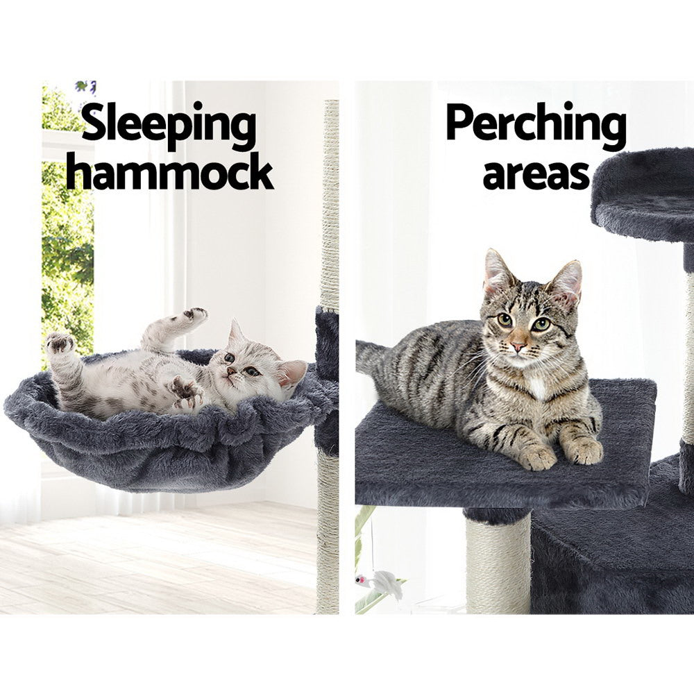 Cat Tree 203cm Trees Scratching Post Scratcher Tower Condo House Furniture Wood - Dark Grey