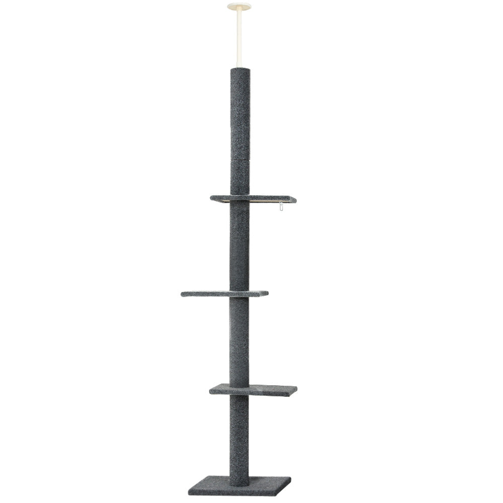 Cat Tree 290cm Tower Scratching Post Scratcher Floor to Ceiling Cats Bed - Grey