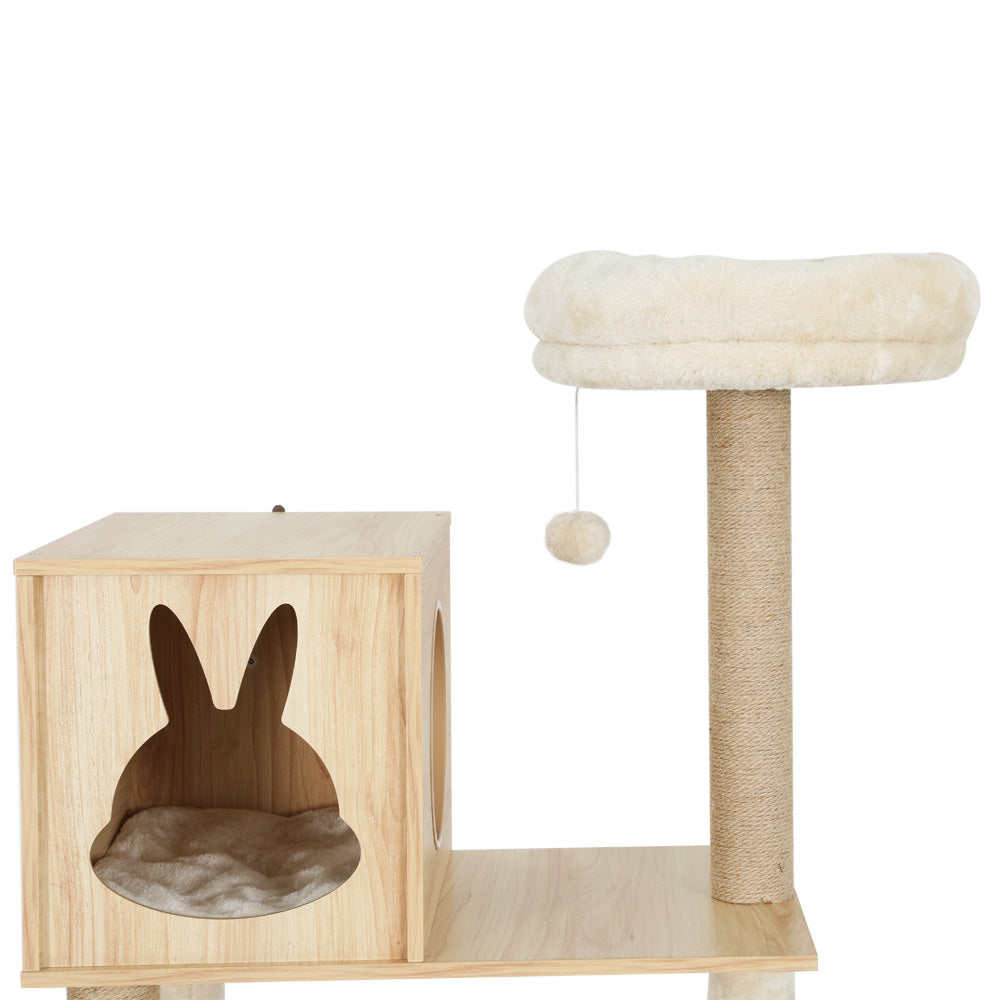Cat Tree 141cm Tower Scratching Post Scratcher Wood Bed Condo Toys House Ladder