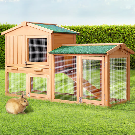 Chicken Coop Rabbit Hutch 138cm Wide Wooden Pet Hutch