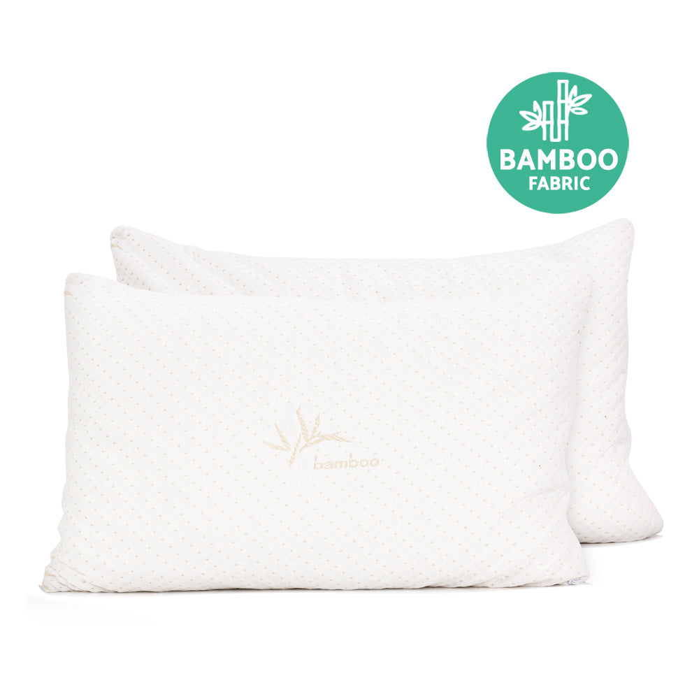 Set of 2 Memory Foam Pillow Bamboo Cover