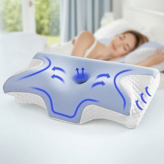 Memory Foam Pillow Ergonomic Contour - Blue