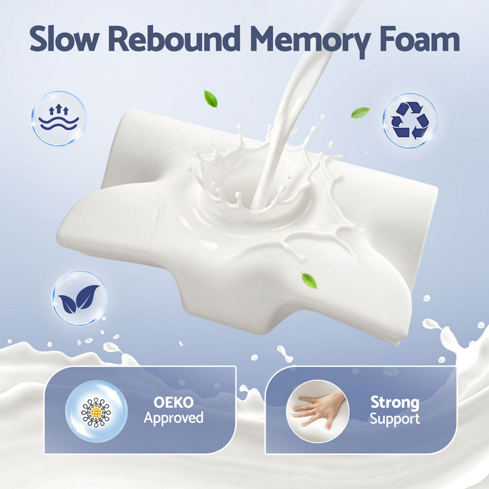 Memory Foam Pillow Ergonomic Contour - Blue