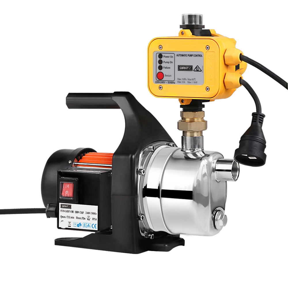 1500W High Pressure Garden Water Pump with Auto Controller - Yellow