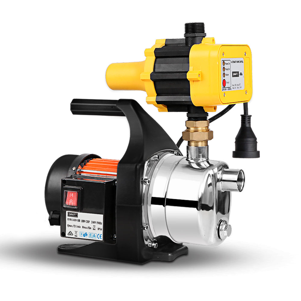 1500W High Pressure Garden Water Pump with Auto Controller - Yellow