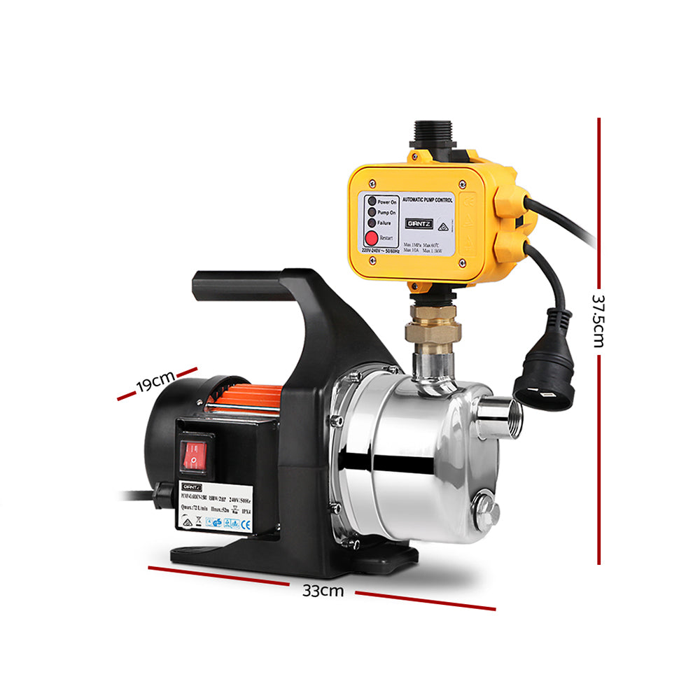 1500W High Pressure Garden Water Pump with Auto Controller - Yellow