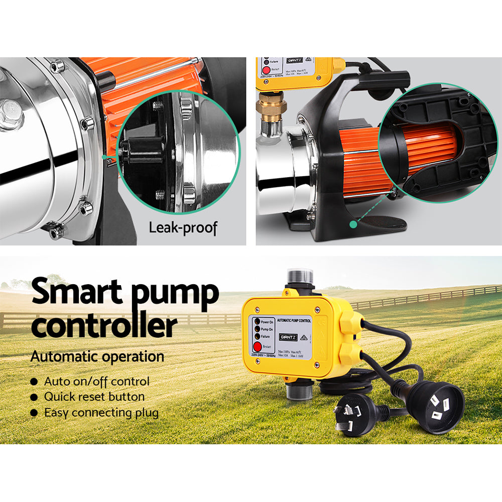 1500W High Pressure Garden Water Pump with Auto Controller - Yellow