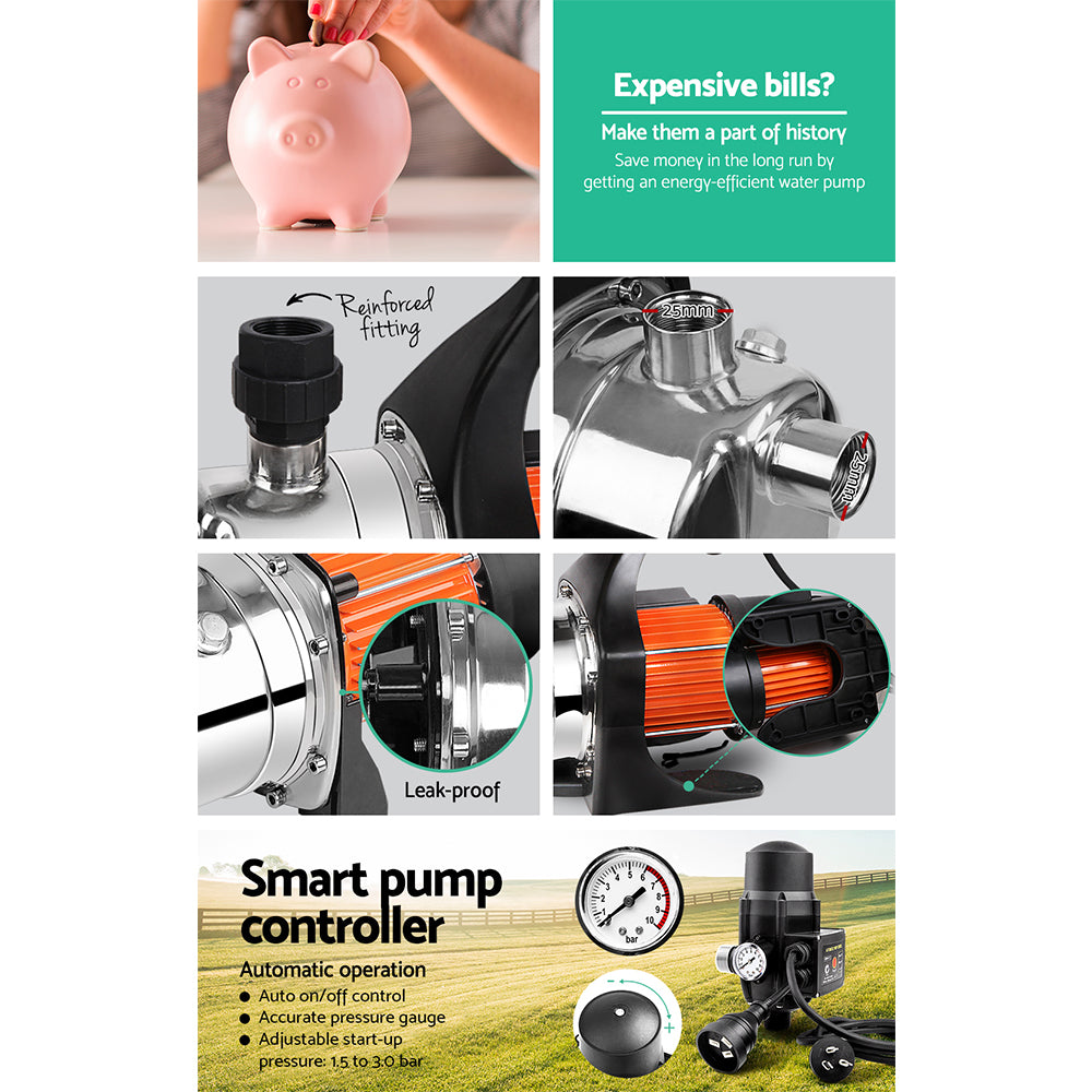 800W High Pressure Garden Water Pump with Auto Controller