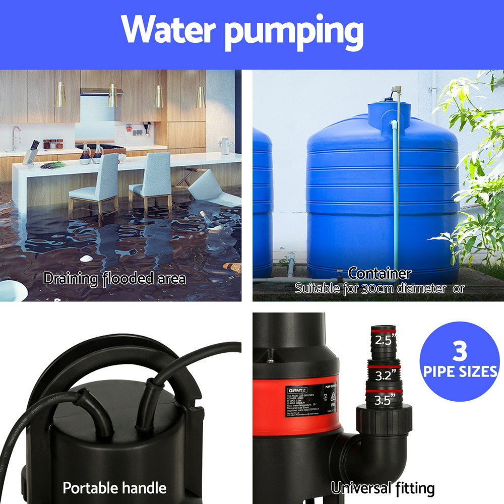 750W Water Pump Dirty Submersible Sump Swim Pool Flooding Pond Clean