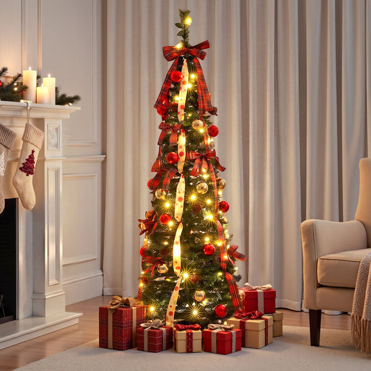 5ft 160cm Pop Up Christmas Tree Pre Decorated Artificial Christmas Tree