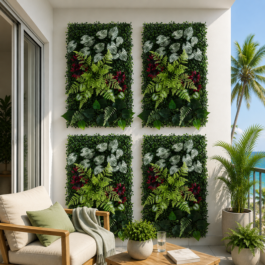 Set of 4 Artificial Plant Wall Panels 40X60CM Boxwood Panel Flower Backdrop Backyard Green Decor