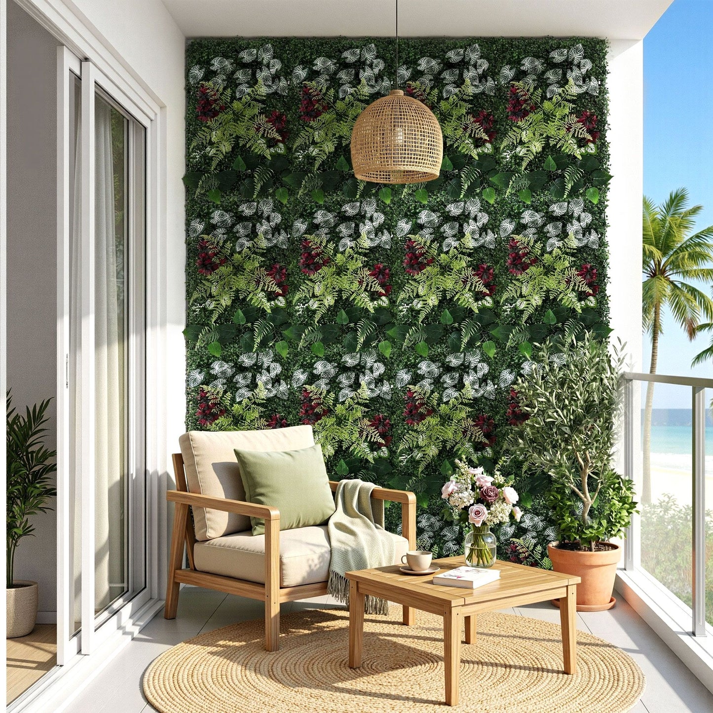 Set of 4 Artificial Plant Wall Panels 40X60CM Boxwood Panel Flower Backdrop Backyard Green Decor