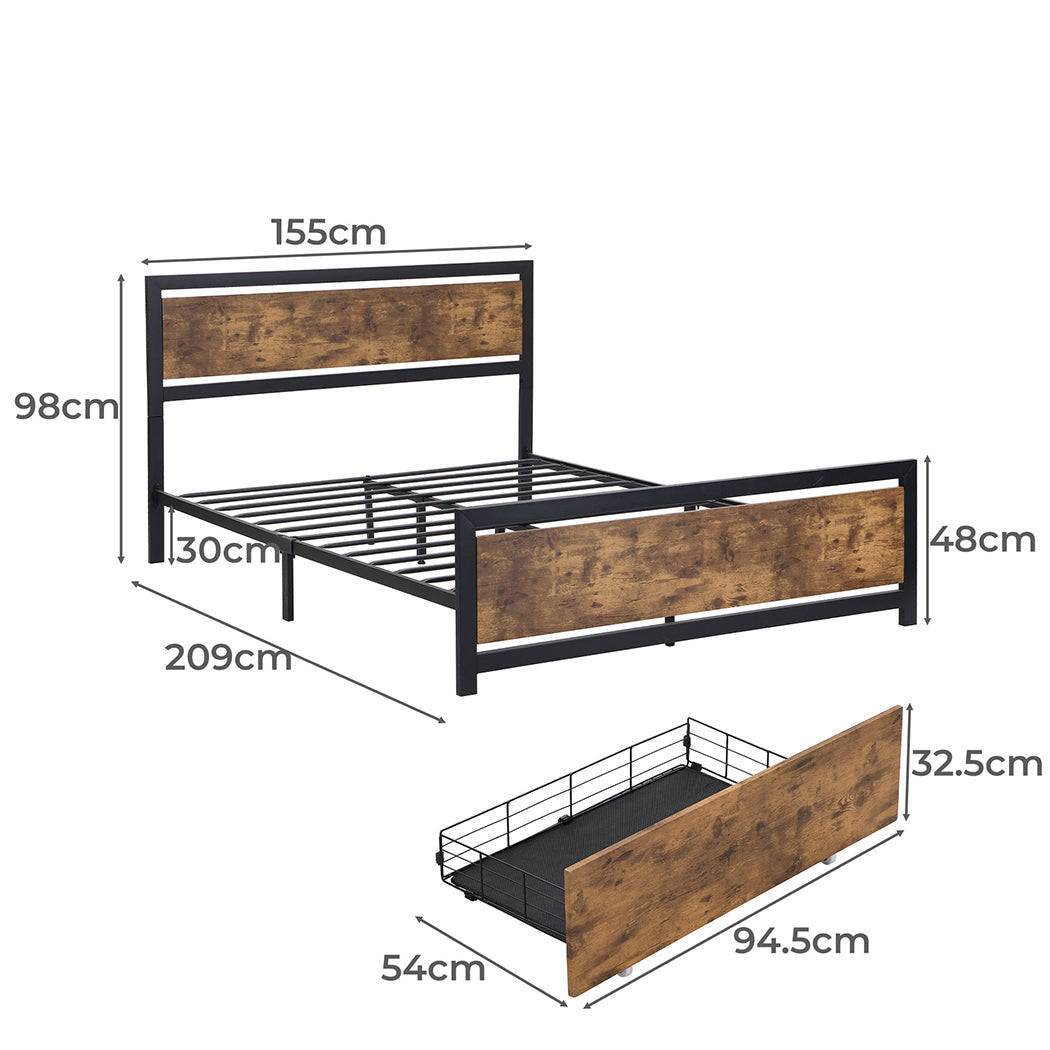 Cosseted Bed & Mattress Package with 16cm Mattress - Black & Wood Queen