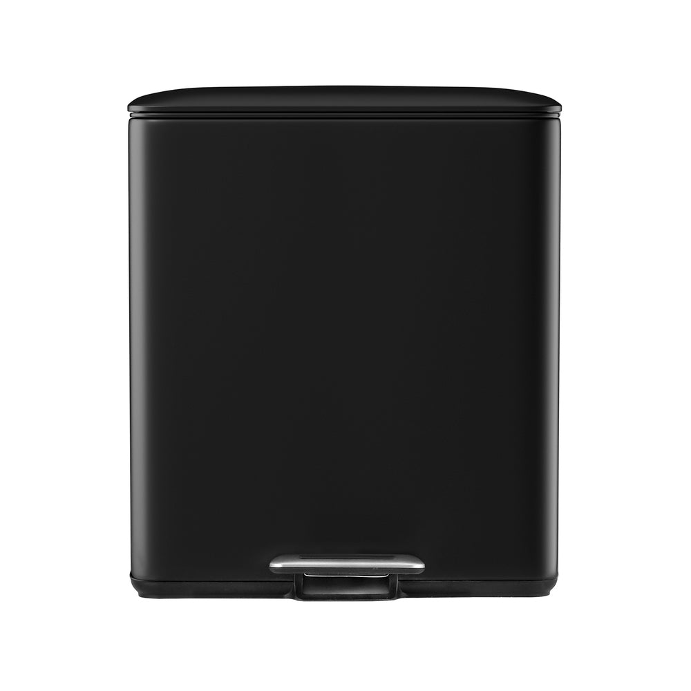 40L Pedal Bins Rubbish Bin Dual Compartment Waste Recycle Dustbins - Black