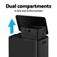 40L Pedal Bins Rubbish Bin Dual Compartment Waste Recycle Dustbins - Black