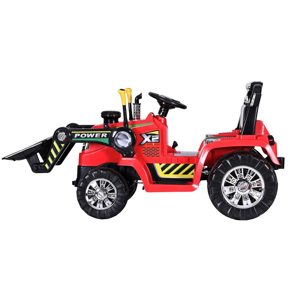 Kids Electric Ride On Car Bulldozer Digger Loader Remote 6V - Red
