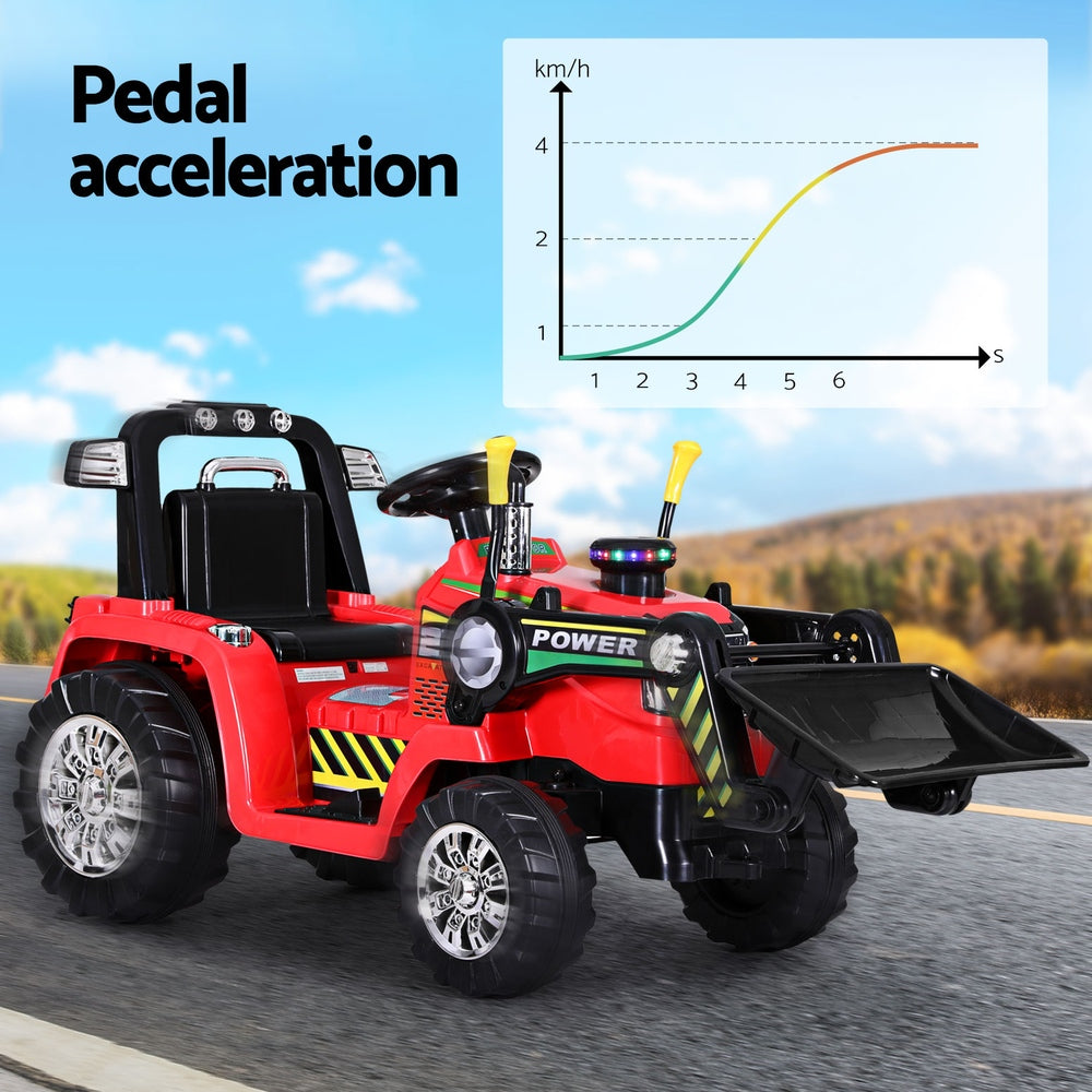Kids Electric Ride On Car Bulldozer Digger Loader Remote 6V - Red