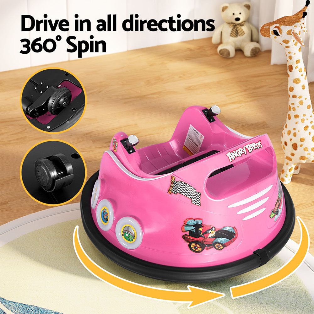 Kids Ride On Car Bumper Electric Ride On Cars Light Remote Angry Birds Sticker - Pink