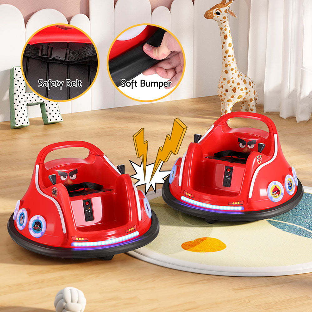 Kids Ride On Car Bumper Electric Ride On Cars Light Remote Angry Birds Sticker - Red