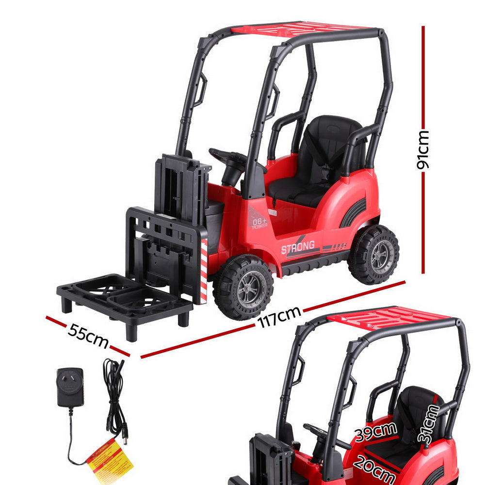 Kids Electric Ride On Car Forklift Loader Toys Cars Horn Remote 12V - Red