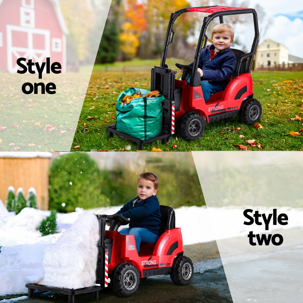 Kids Electric Ride On Car Forklift Loader Toys Cars Horn Remote 12V - Red