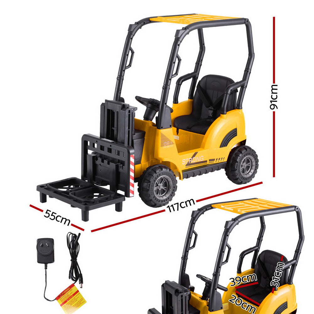 Kids Electric Ride On Car Forklift Loader Toys Cars Horn Remote 12V - Yellow