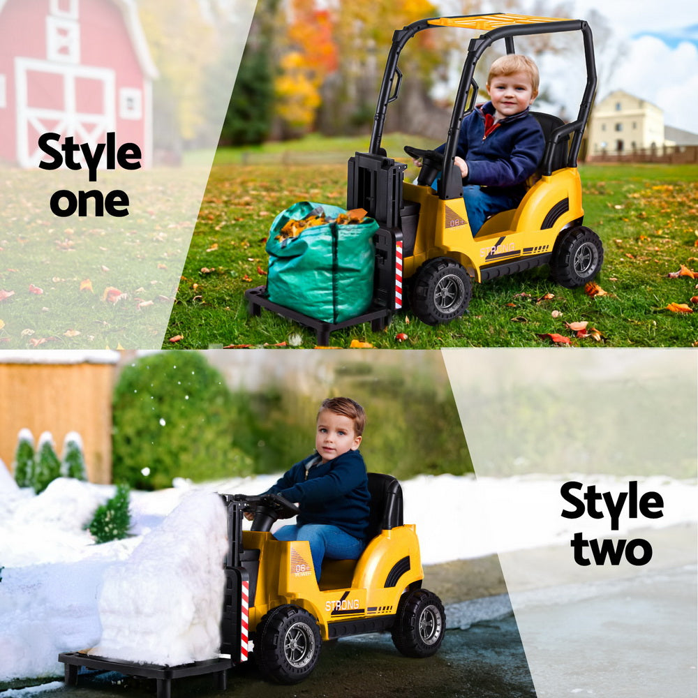 Kids Electric Ride On Car Forklift Loader Toys Cars Horn Remote 12V - Yellow