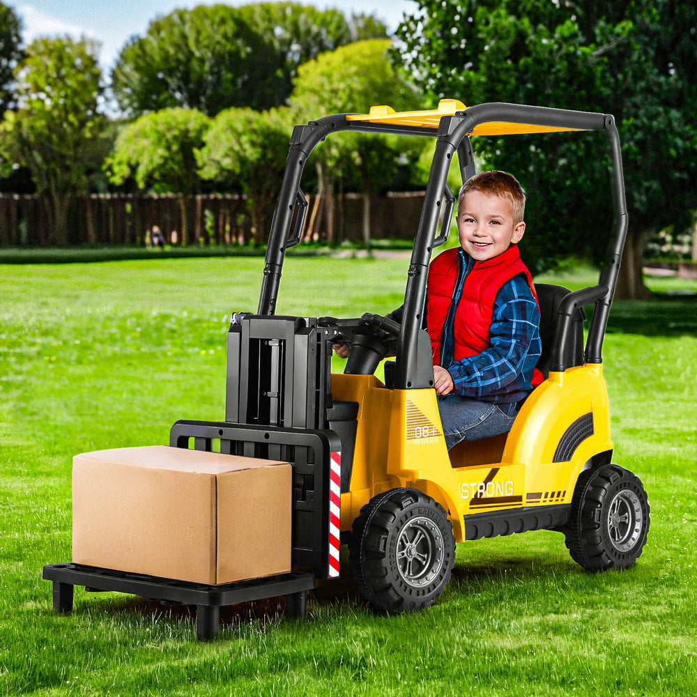 Kids Electric Ride On Car Forklift Loader Toys Cars Horn Remote 12V - Yellow