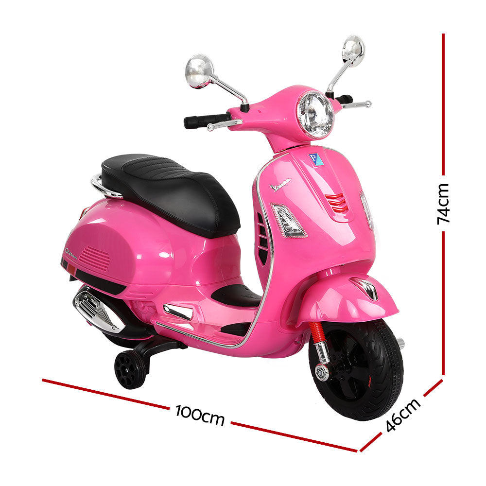 Kids Ride On Car Motorcycle Motorbike VESPA Licensed Scooter Electric Toys - Pink