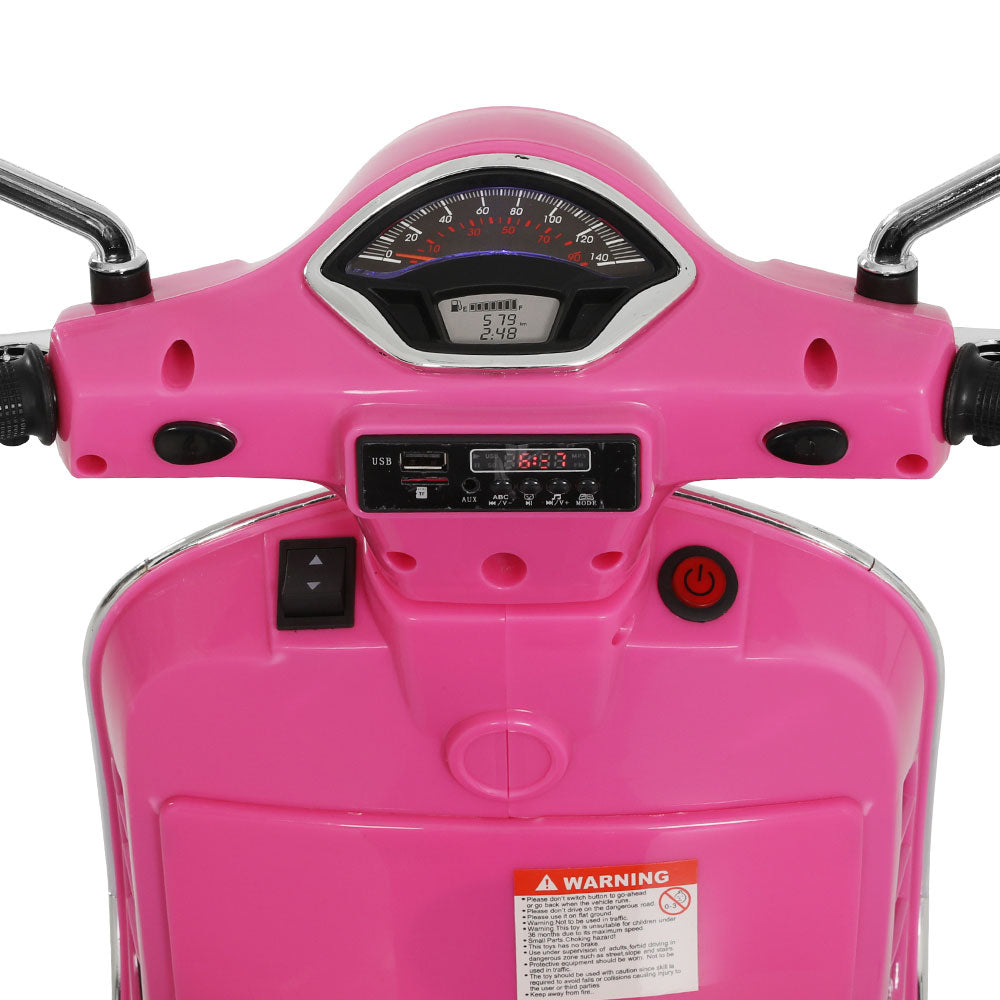 Kids Ride On Car Motorcycle Motorbike VESPA Licensed Scooter Electric Toys - Pink