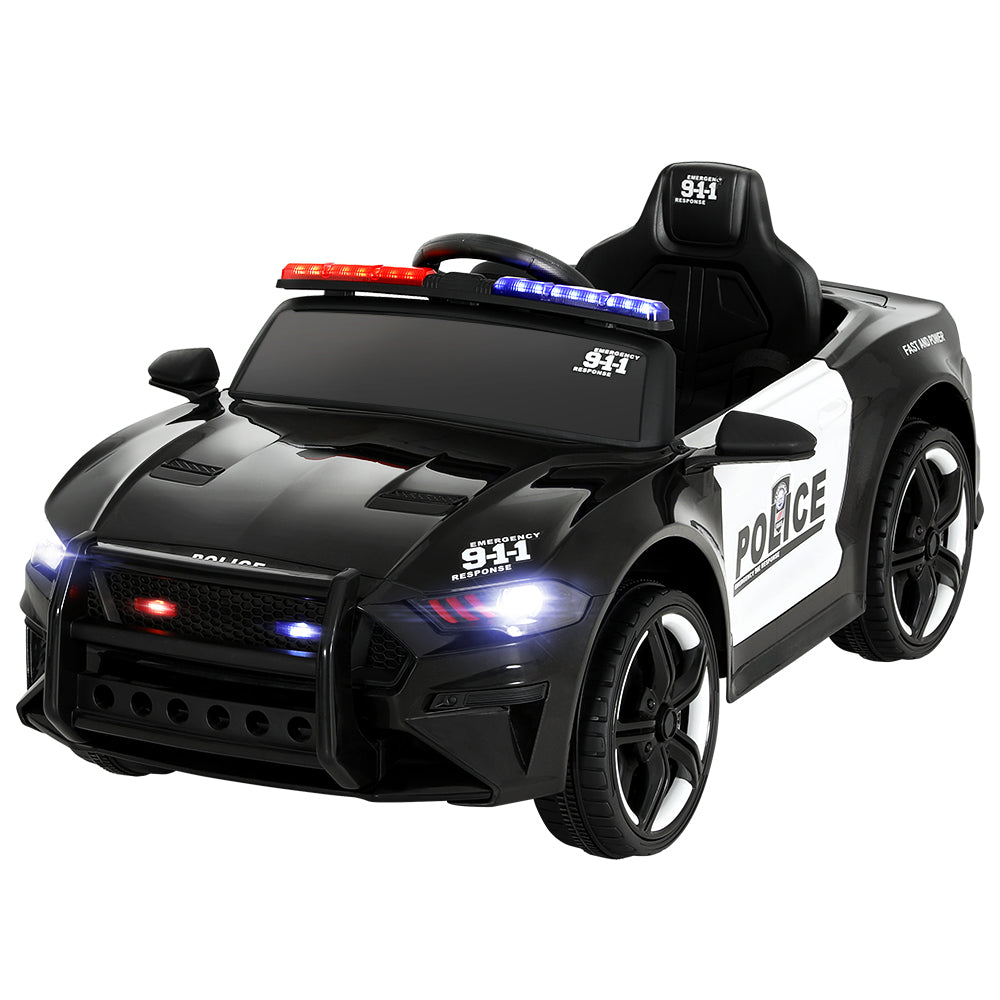 Kids Ride On Car Electric Patrol Police Cars Battery Powered Toys 12V - Black