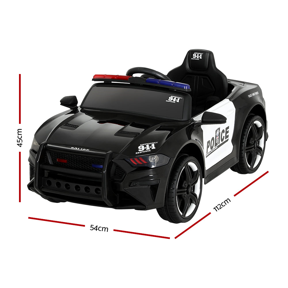 Kids Ride On Car Electric Patrol Police Cars Battery Powered Toys 12V - Black