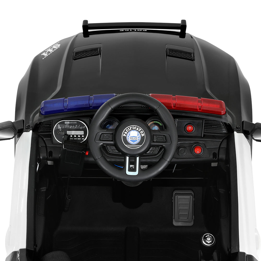 Kids Ride On Car Electric Patrol Police Cars Battery Powered Toys 12V - Black