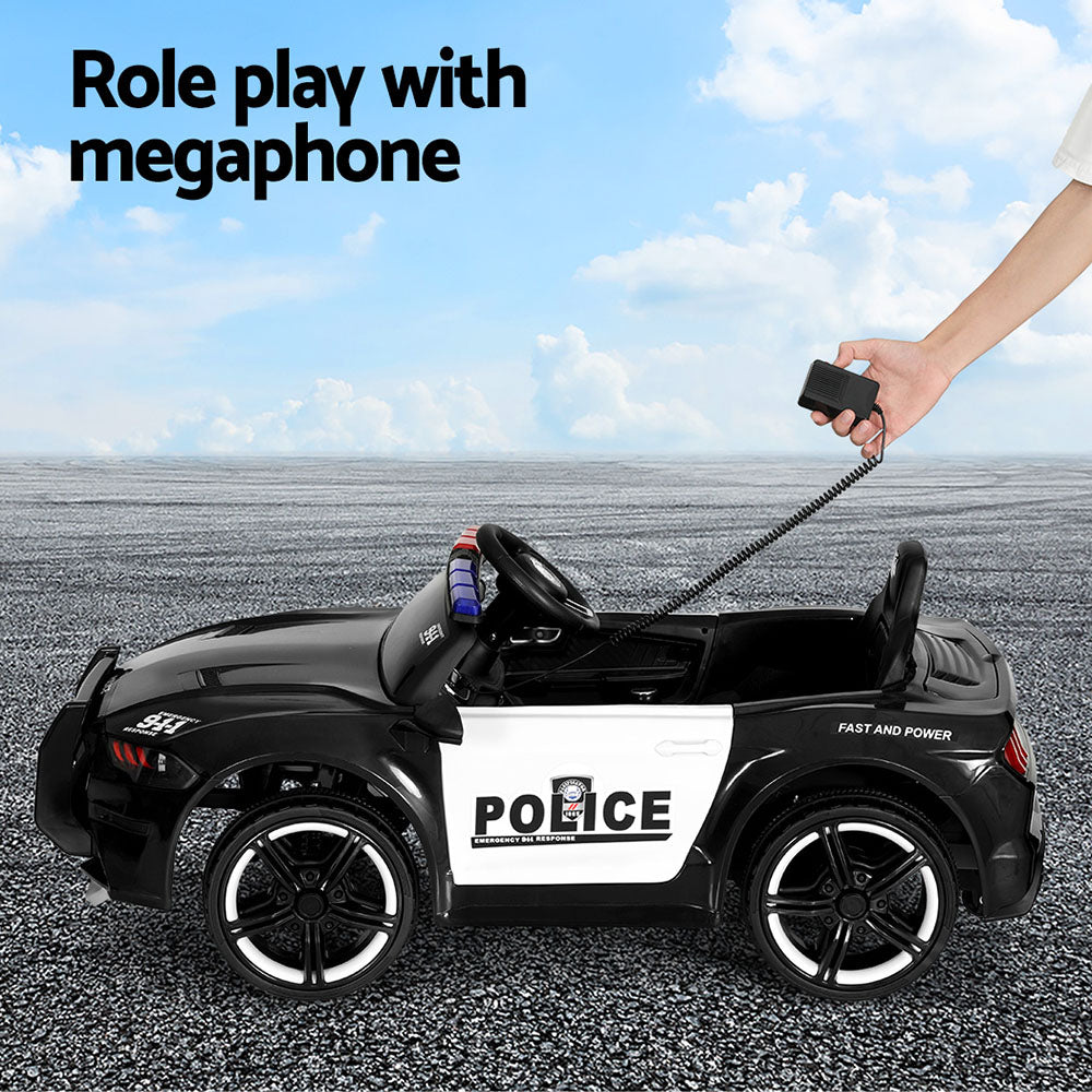 Kids Ride On Car Electric Patrol Police Cars Battery Powered Toys 12V - Black